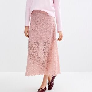 Pink romantic lace midi skirt made in Italy NWT